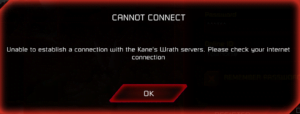 Kane's Wrath Troubleshooter cannot connect