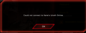 could not connect to kanes wrath online